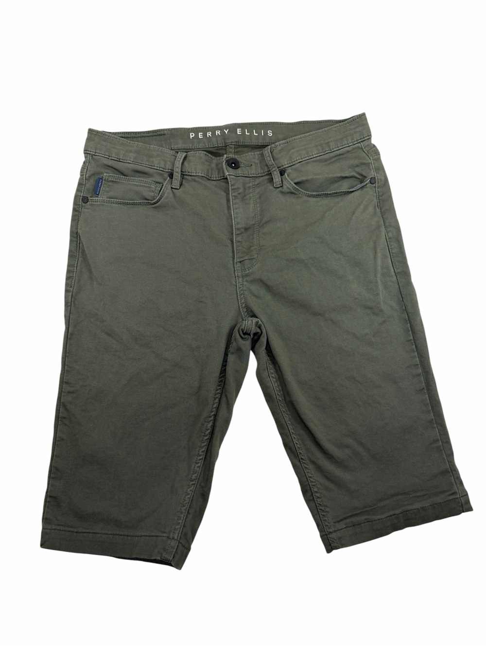 Perry Ellis Olive Green Flat Front Casual Shorts